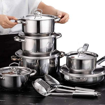 Gourmetific™ Stainless Steel Cookware & Utensils Set